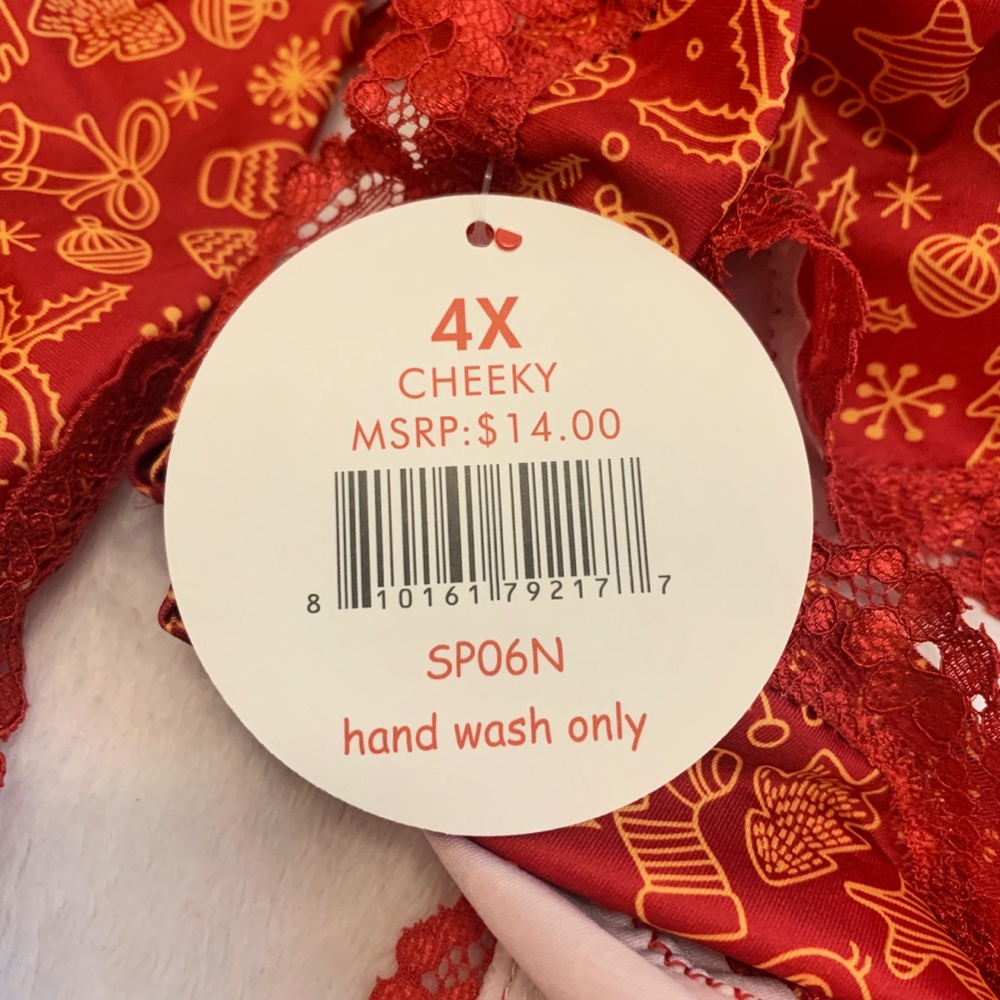 SOLD - Splendies Cheeky Panties Sugar And Spice Red, Gold Christmas Size 4X NWT - Picture 7 of 9